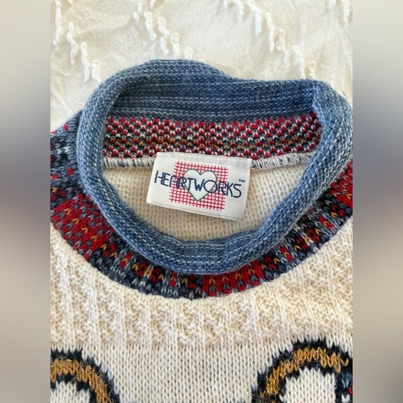 Vintage 80’s White Heartworks Horse Sweater,  Girls Size 5-6 - Picture 2 of 5